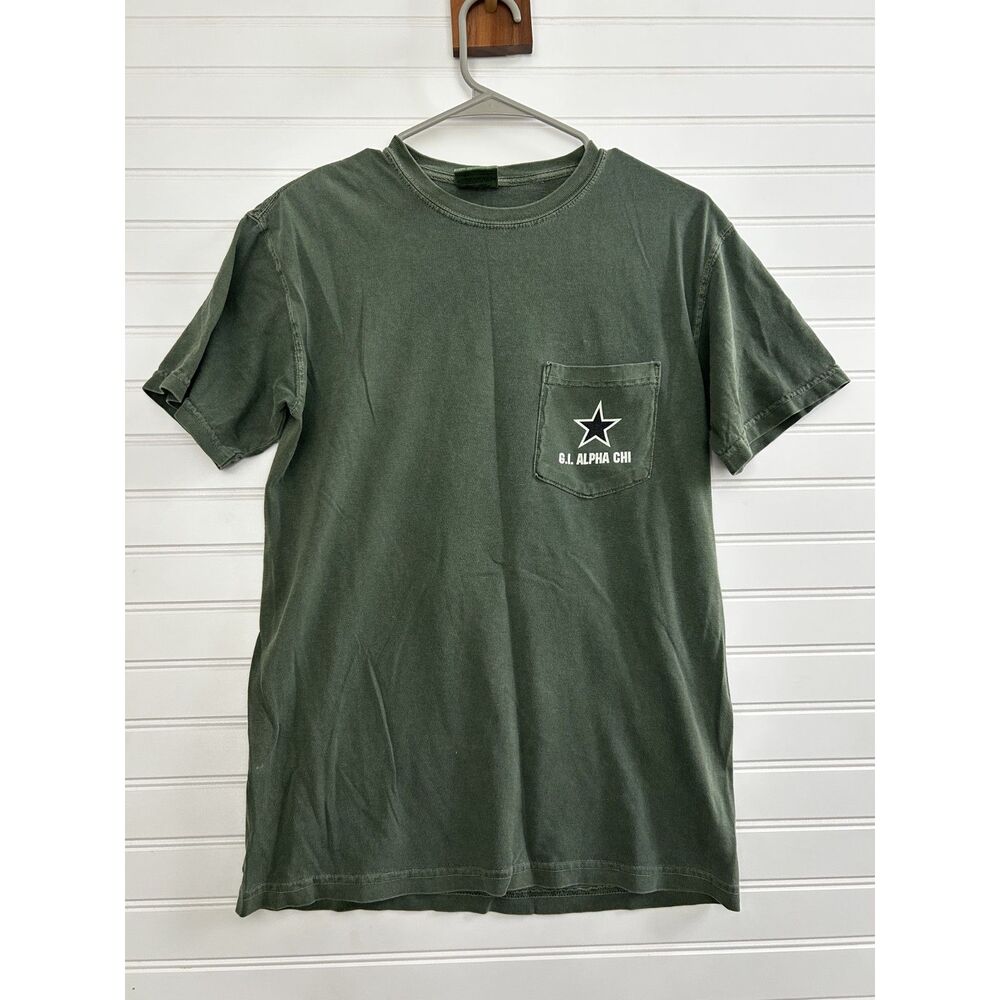 Comfort Colors Alpha Chi Omega Sorority T-Shirt Green Indiana Graphic Size S